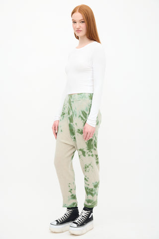 Raquel Allegra Green Cashmere Tie Dye Lounge Pant