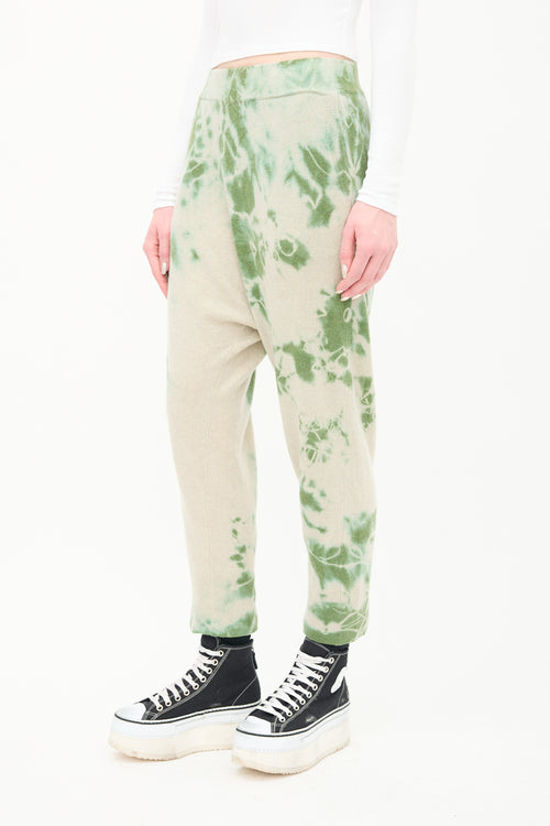 Raquel Allegra Green Cashmere Tie Dye Lounge Pant