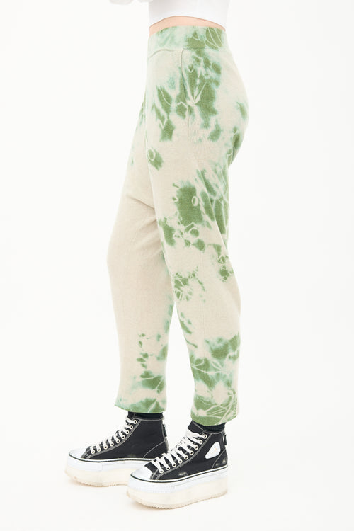 Raquel Allegra Green Cashmere Tie Dye Lounge Pant