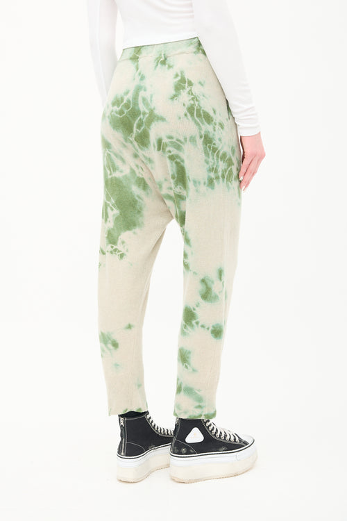 Raquel Allegra Green Cashmere Tie Dye Lounge Pant