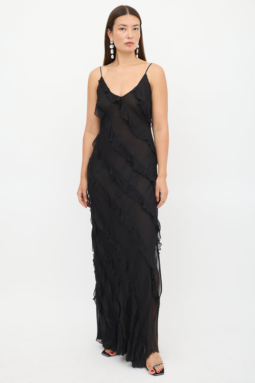 Rat 
Boa Black Ruffled Selena Maxi Dress