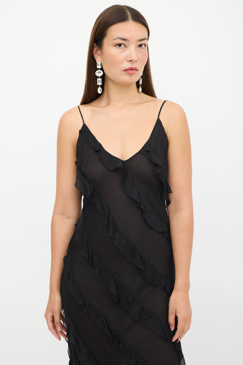 Rat 
Boa Black Ruffled Selena Maxi Dress