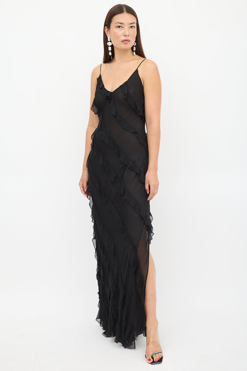 Rat 
Boa Black Ruffled Selena Maxi Dress