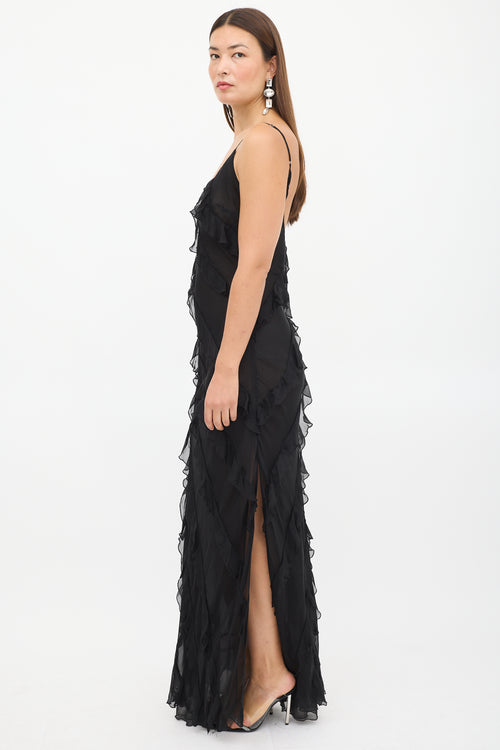 Rat 
Boa Black Ruffled Selena Maxi Dress