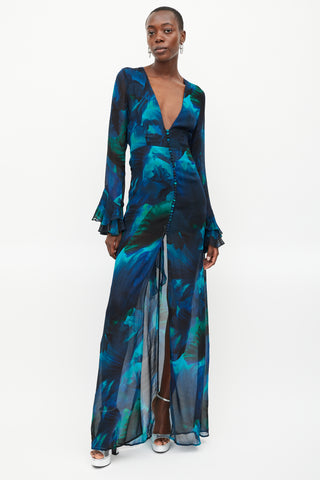 Rat 
Boa Blue 
Green Sheer Maxi Fiorella Dress