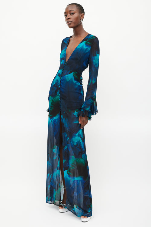 Rat 
Boa Blue 
Green Sheer Maxi Fiorella Dress