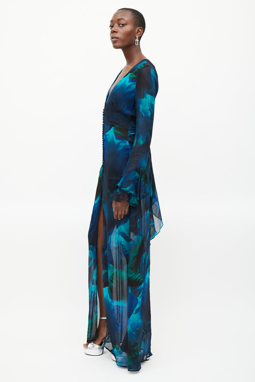 Rat 
Boa Blue 
Green Sheer Maxi Fiorella Dress