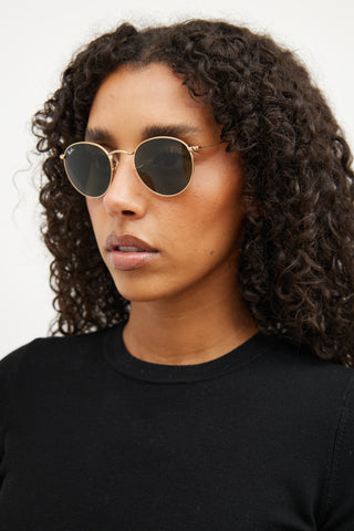 Ray-Ban Gold Round 3447 Sunglasses