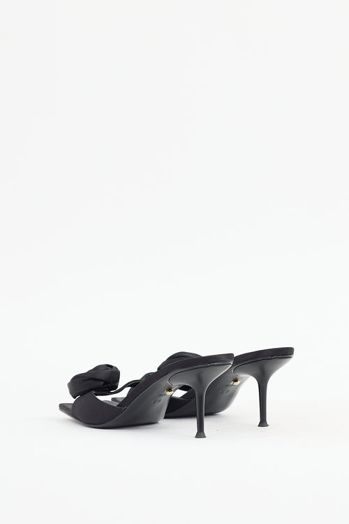 Raye Black Satin Floral Sandal