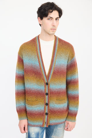 Re/Done Red 
Multicolour Wool Striped Cardigan