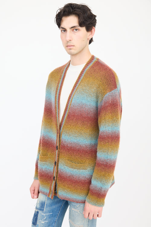 Re/Done Red 
Multicolour Wool Striped Cardigan