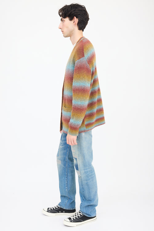 Re/Done Red 
Multicolour Wool Striped Cardigan