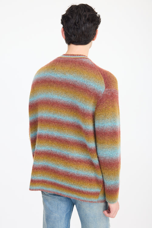 Re/Done Red 
Multicolour Wool Striped Cardigan