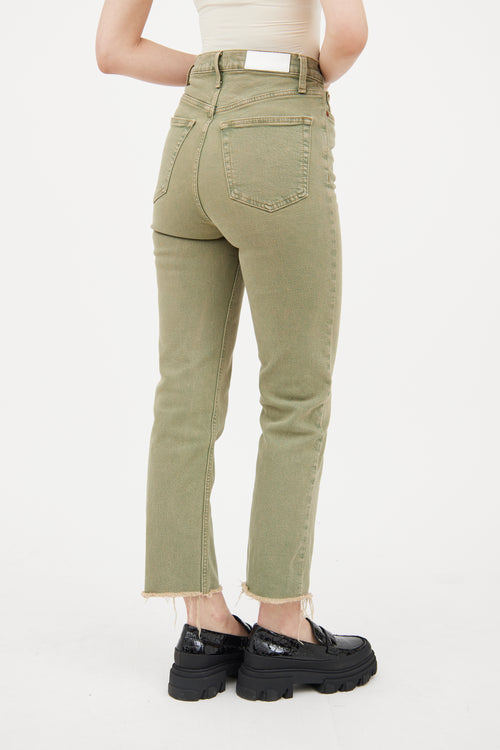 Re/done Green Skinny Raw Hem Jeans