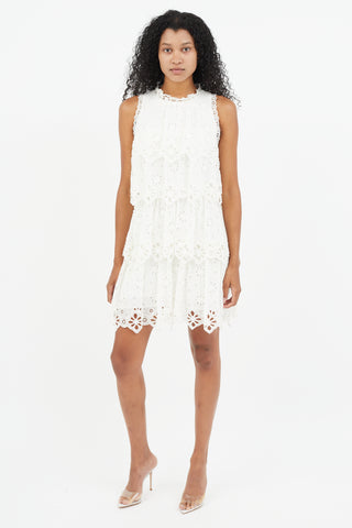 Rebecca Taylor White Tiered Eyelet Dress