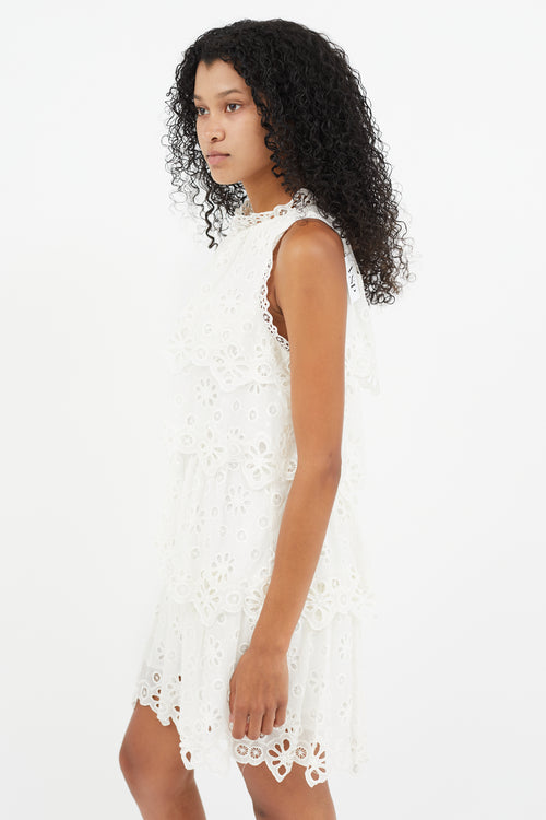 Rebecca Taylor White Tiered Eyelet Dress