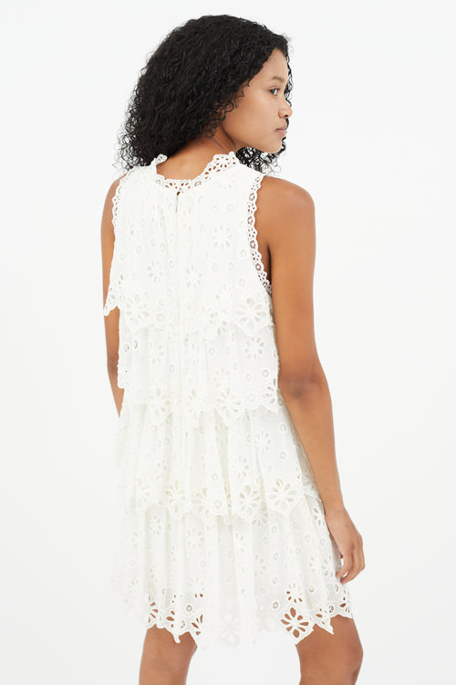 Rebecca Taylor White Tiered Eyelet Dress