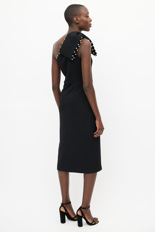 Rebecca Vallance Black Pearl Embellished One Shoulder Dress