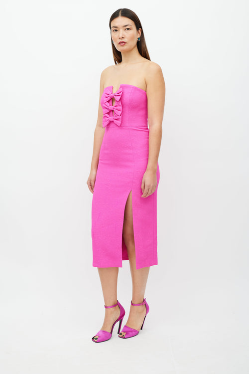 Rebecca Vallance Pink Crepe Bow Dress