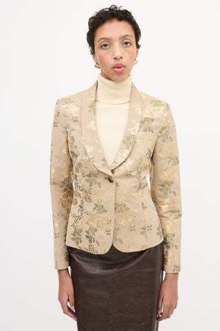 Red Valentino Beige 
Multi Floral Jacquard Blazer