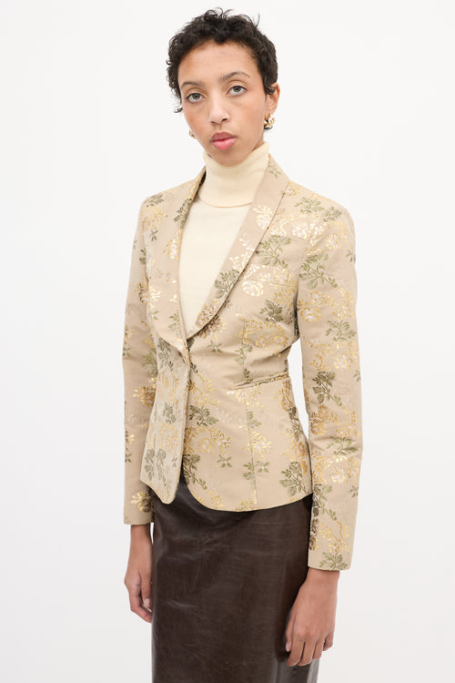 Red Valentino Beige 
Multi Floral Jacquard Blazer