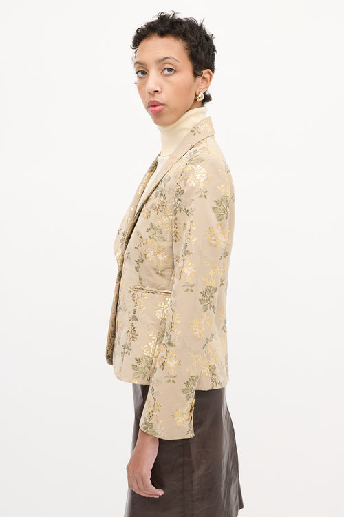 Red Valentino Beige 
Multi Floral Jacquard Blazer