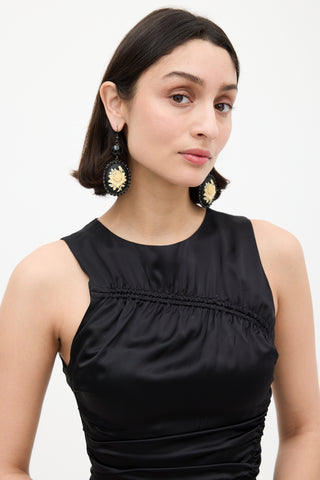 Red Valentino Black 
Cream Rose Cameo Drop Earrings