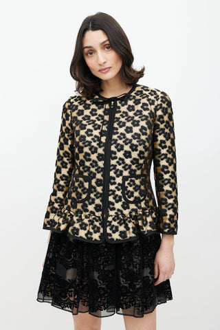 Red Valentino Black 
Gold Floral Jacquard Jacket