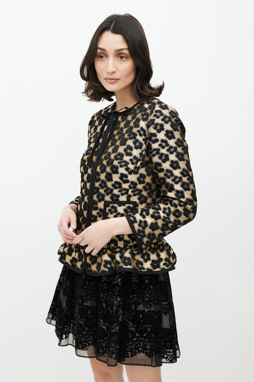 Red Valentino Black 
Gold Floral Jacquard Jacket