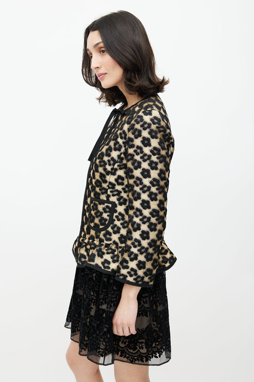 Red Valentino Black 
Gold Floral Jacquard Jacket