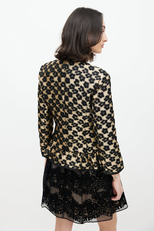 Red Valentino Black 
Gold Floral Jacquard Jacket