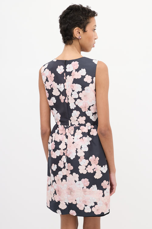 Red Valentino Black 
Light Pink Satin Floral Dress