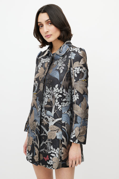 Red Valentino Black 
Multi Jacquard Printed Coat