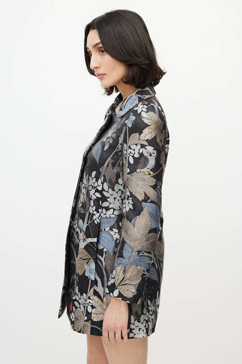 Red Valentino Black 
Multi Jacquard Printed Coat