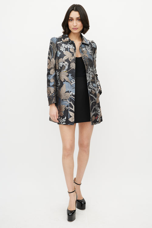 Red Valentino Black 
Multi Jacquard Printed Coat