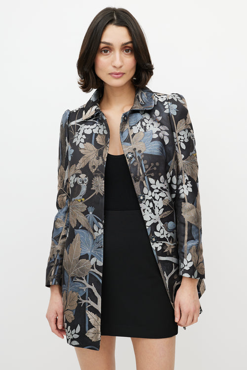 Red Valentino Black 
Multi Jacquard Printed Coat