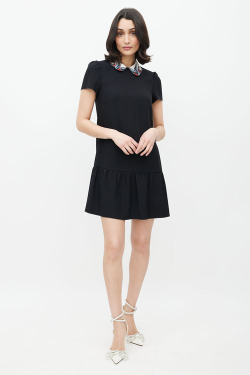 Red Valentino Black 
Multicolour Embroidered Dress