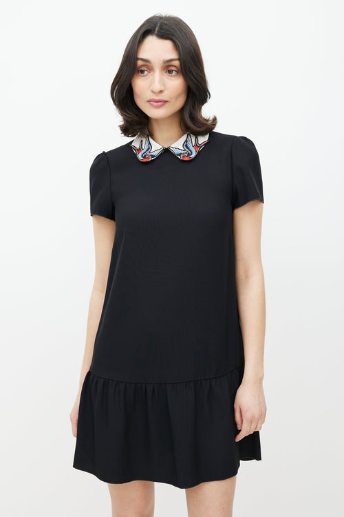 Red Valentino Black 
Multicolour Embroidered Dress