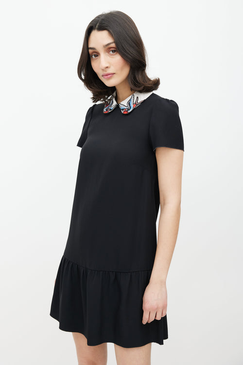 Red Valentino Black 
Multicolour Embroidered Dress