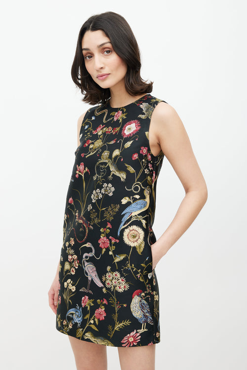 Red Valentino Black 
Multicolour Floral Jacquard Dress