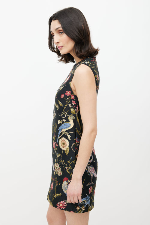 Red Valentino Black 
Multicolour Floral Jacquard Dress