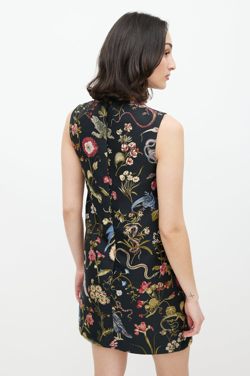 Red Valentino Black 
Multicolour Floral Jacquard Dress