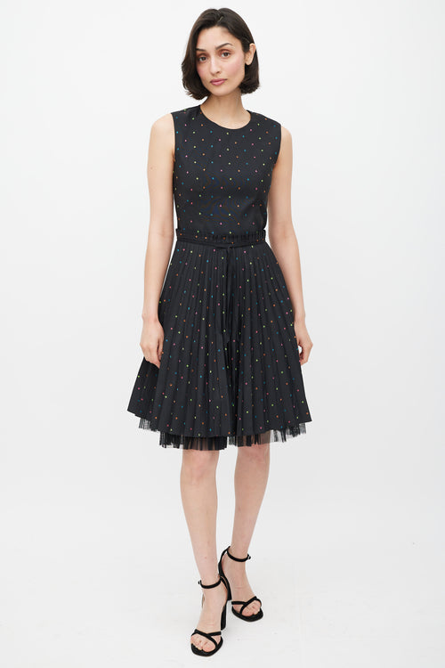 Red Valentino Black 
Multicolour Pleated Star Dress