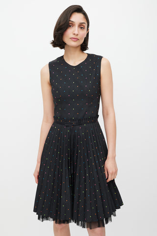 Red Valentino Black 
Multicolour Pleated Star Dress