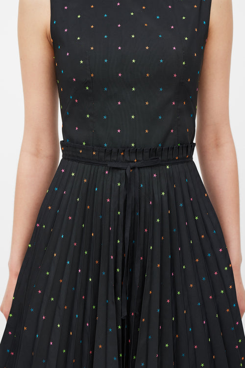 Red Valentino Black 
Multicolour Pleated Star Dress