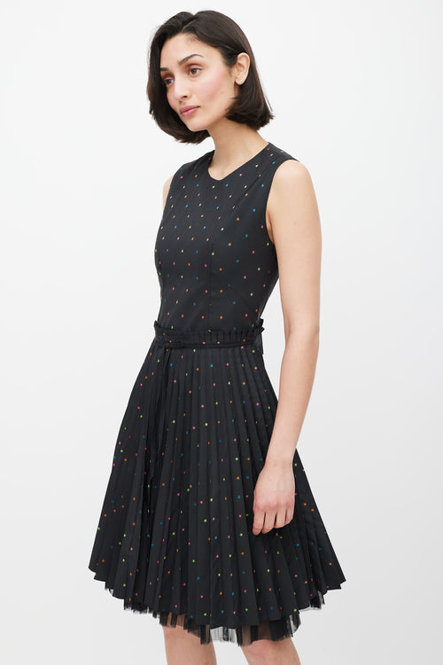 Red Valentino Black 
Multicolour Pleated Star Dress