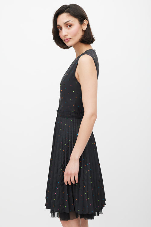 Red Valentino Black 
Multicolour Pleated Star Dress