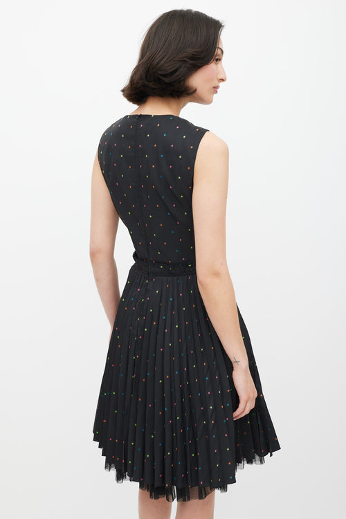 Red Valentino Black 
Multicolour Pleated Star Dress