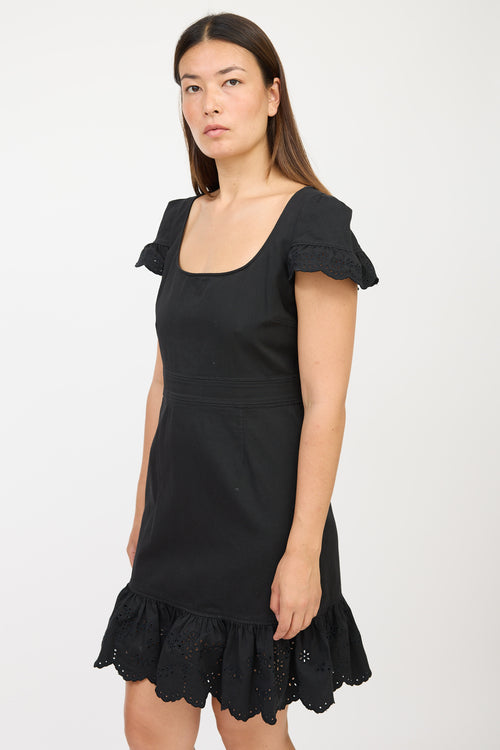 Red Valentino Black Ruffled Eyelet Dress