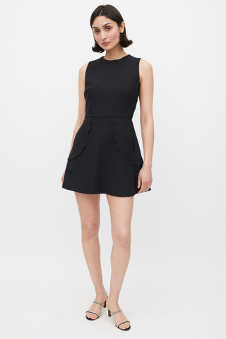 Red Valentino Black Scalloped Panel Mini Dress